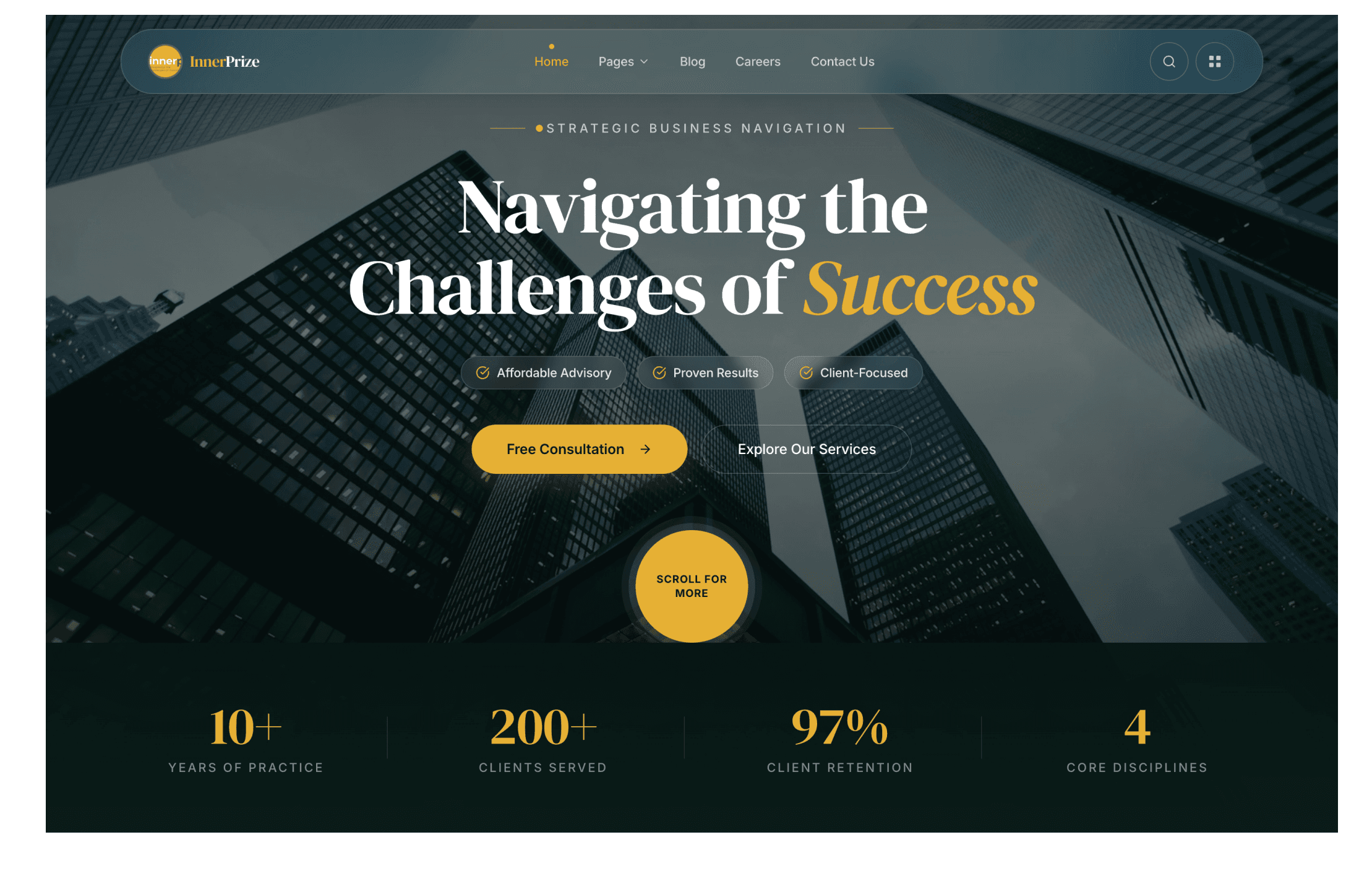 Homepage of the InnerPrize Limited business advisory website.